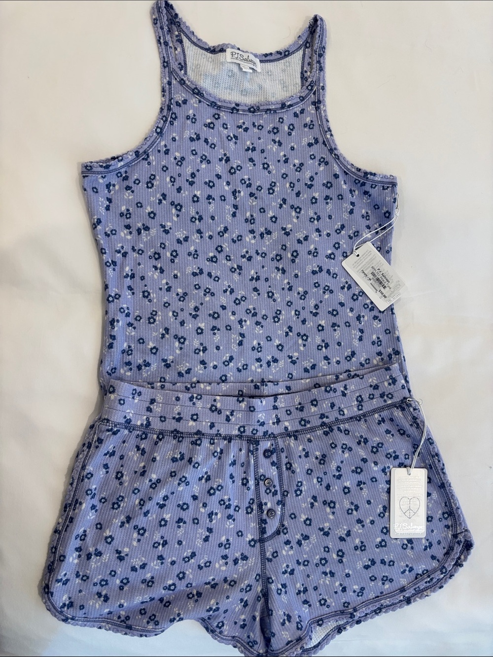 PJ Salvage Purple Floral Pajama Set Tank + Shorts NWT